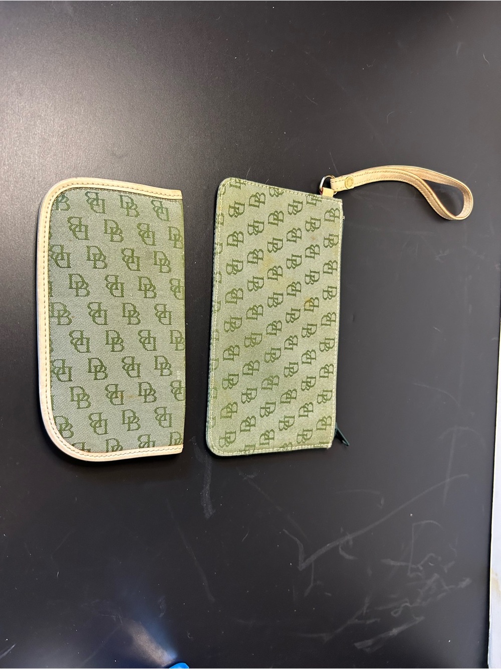 Dooney and Bourke Monogram Green Wristlet Wallet Duo
